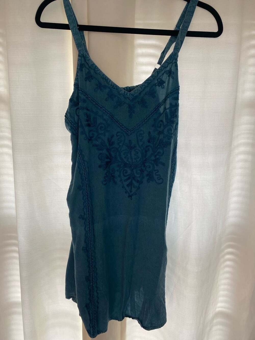 Boho Blue Embroidered Summer Dress